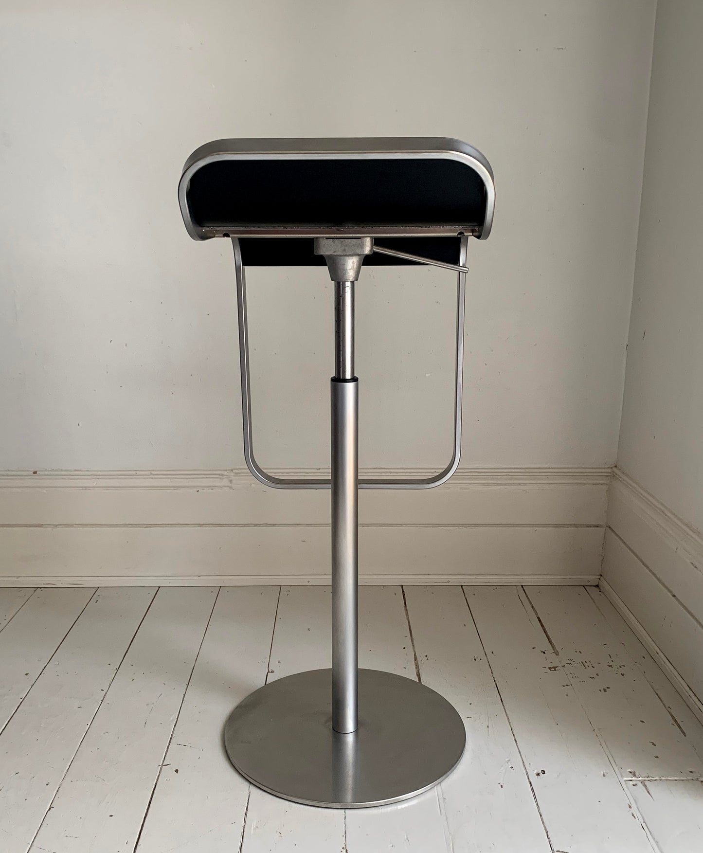 Lapalma Lem Stools x 2, Black Seat, Matt Chrome, Height Adjustable Bar Stools