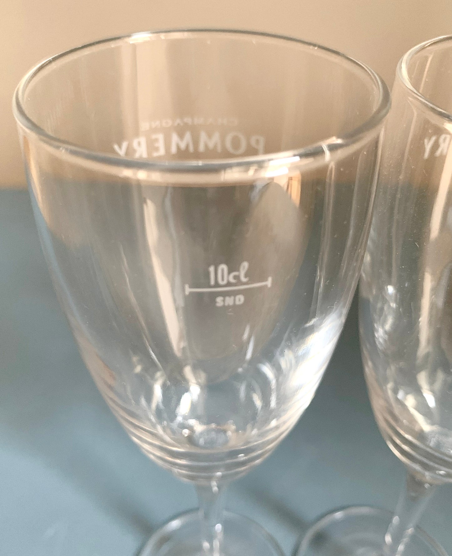 A pair of Pommery Champagne Stemmed Glasses