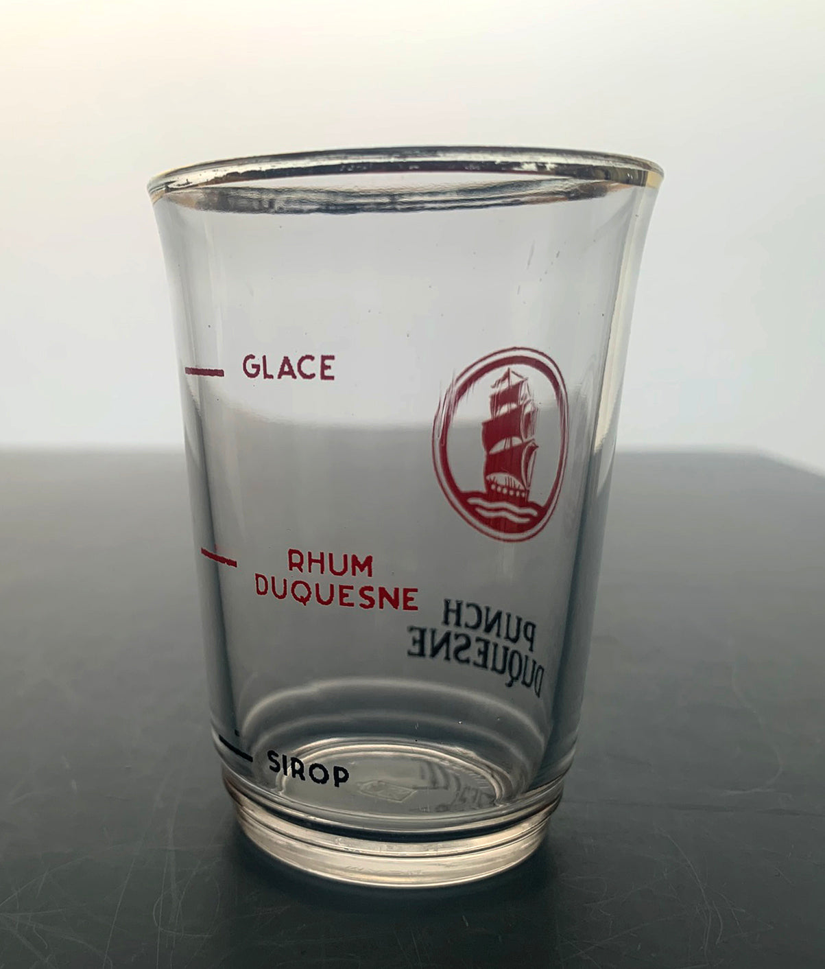 3 x Vintage French Punch Duquesne - Small Gold Rimmed Glasses for Rum Punch