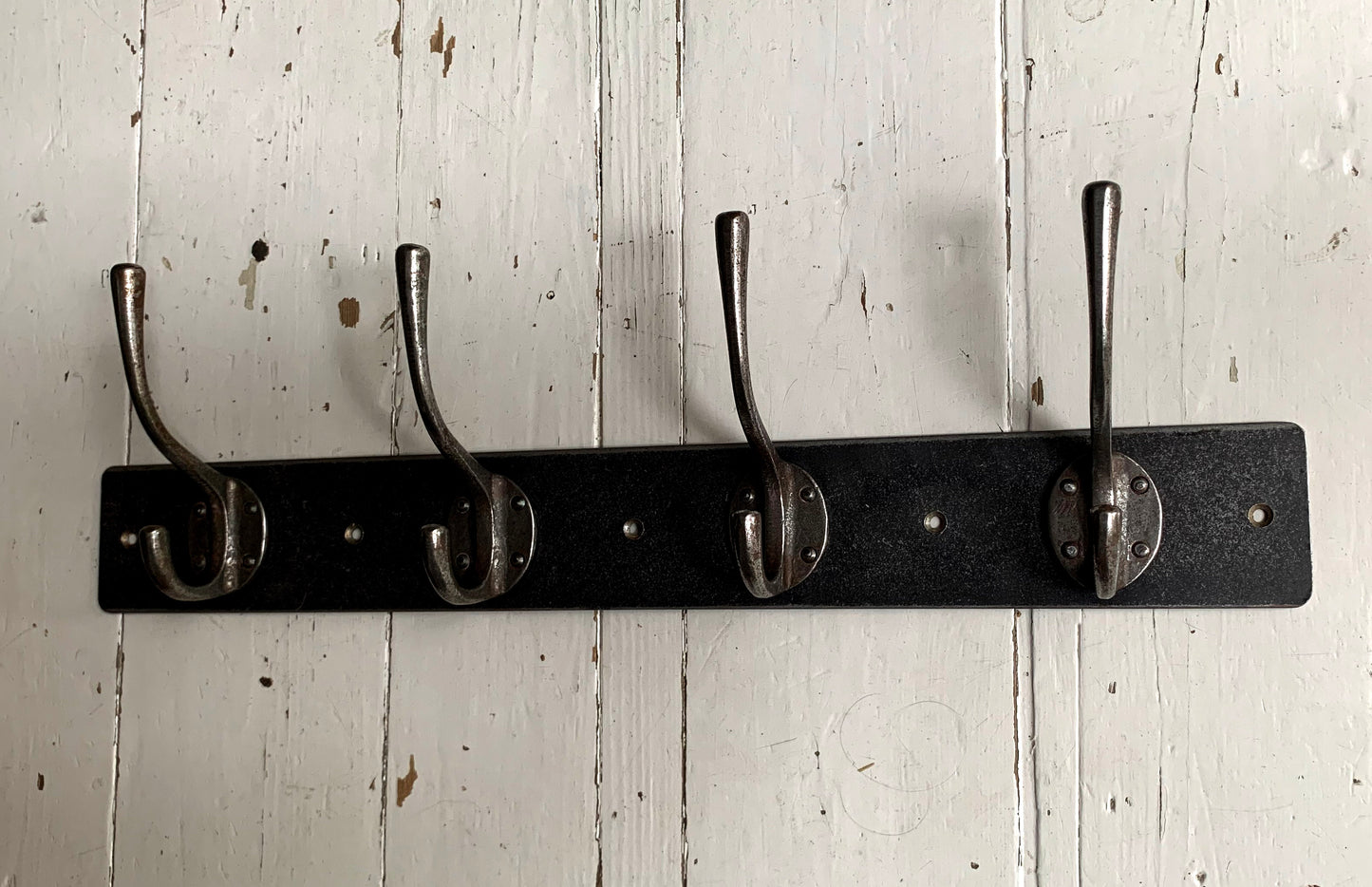 4 x Industrial Style Black Metal, Wall Mounted Double Hooks