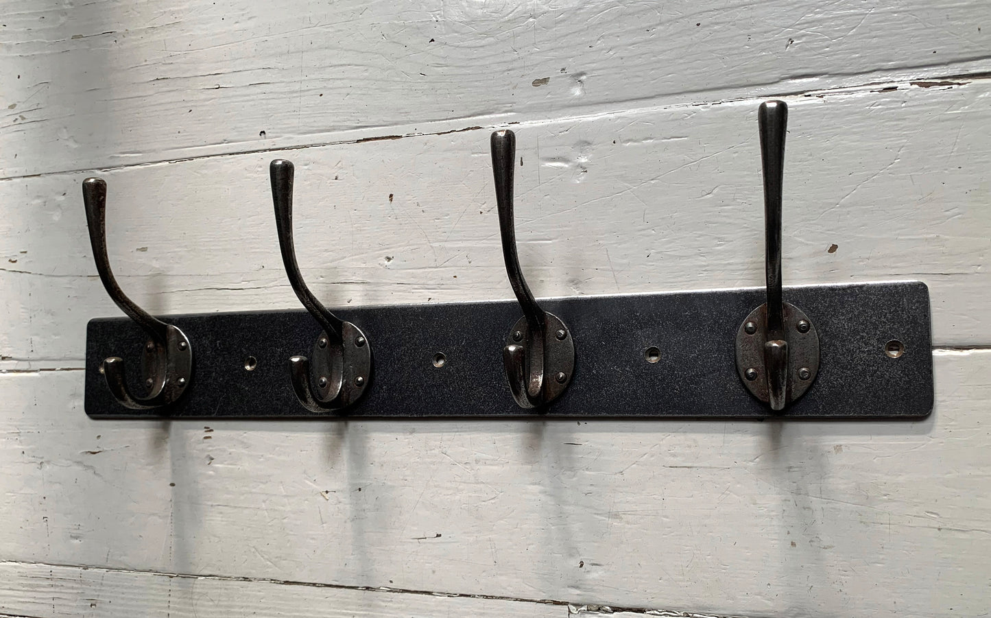 4 x Industrial Style Black Metal, Wall Mounted Double Hooks