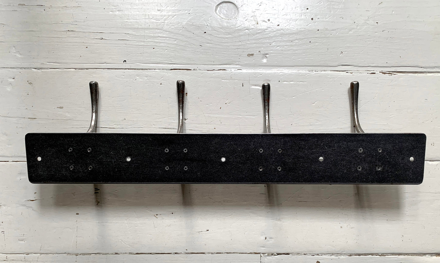 4 x Industrial Style Black Metal, Wall Mounted Double Hooks
