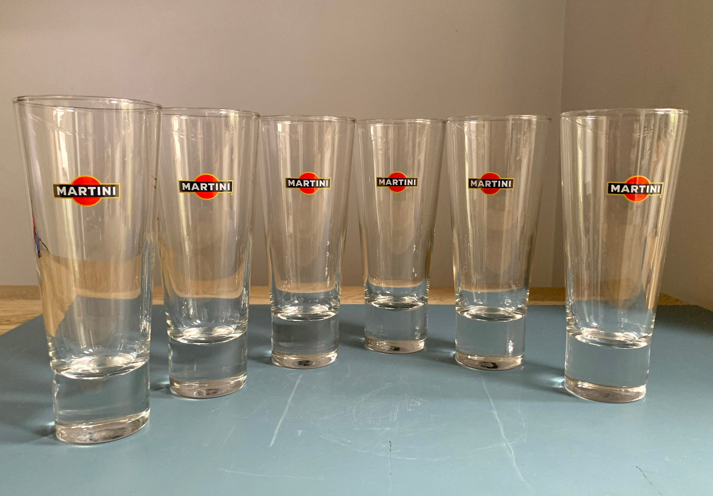 6 x Vintage Martini High Ball, Heavy Bottomed Tumblers / Glasses Set, Boxed