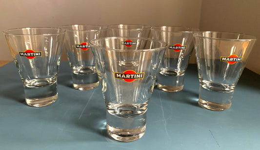 6 x Vintage Martini Conical Cocktail, Heavy Bottomed Tumblers / Glasses, Boxed