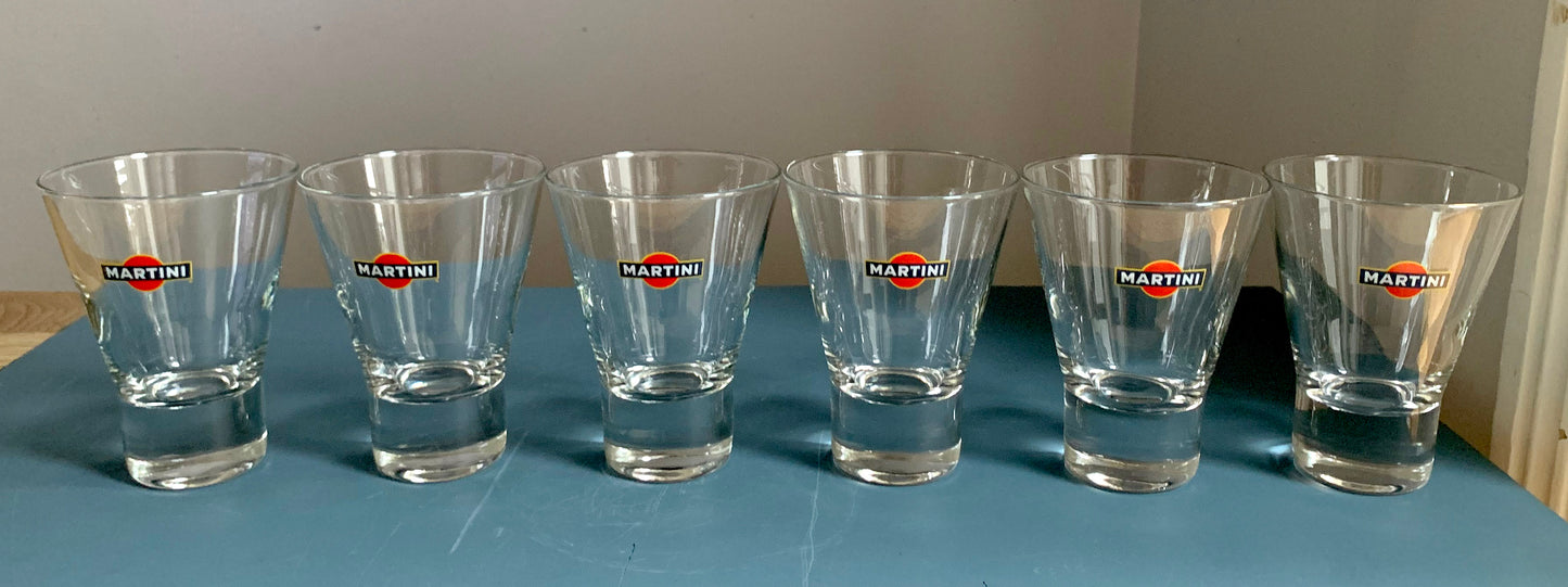 6 x Vintage Martini Conical Cocktail, Heavy Bottomed Tumblers / Glasses, Boxed