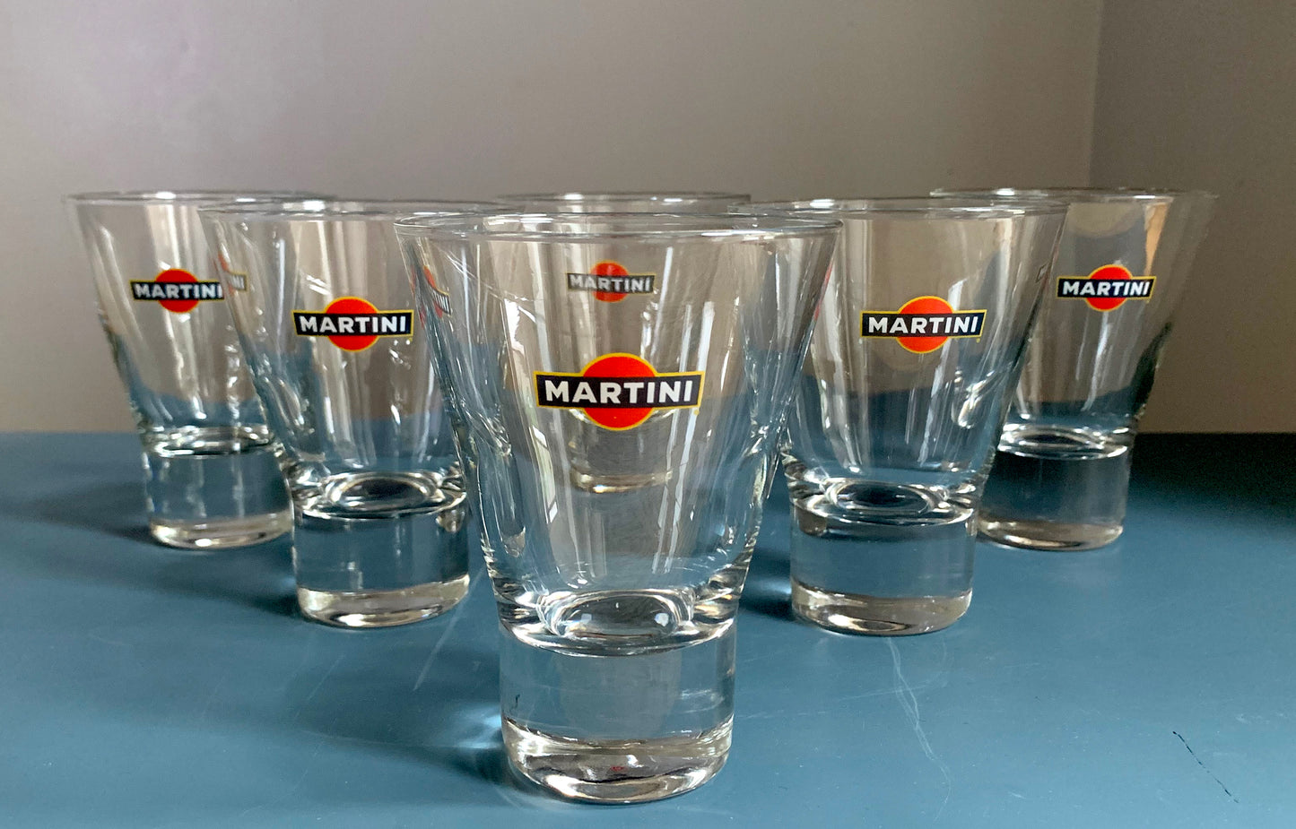 6 x Vintage Martini Conical Cocktail, Heavy Bottomed Tumblers / Glasses, Boxed