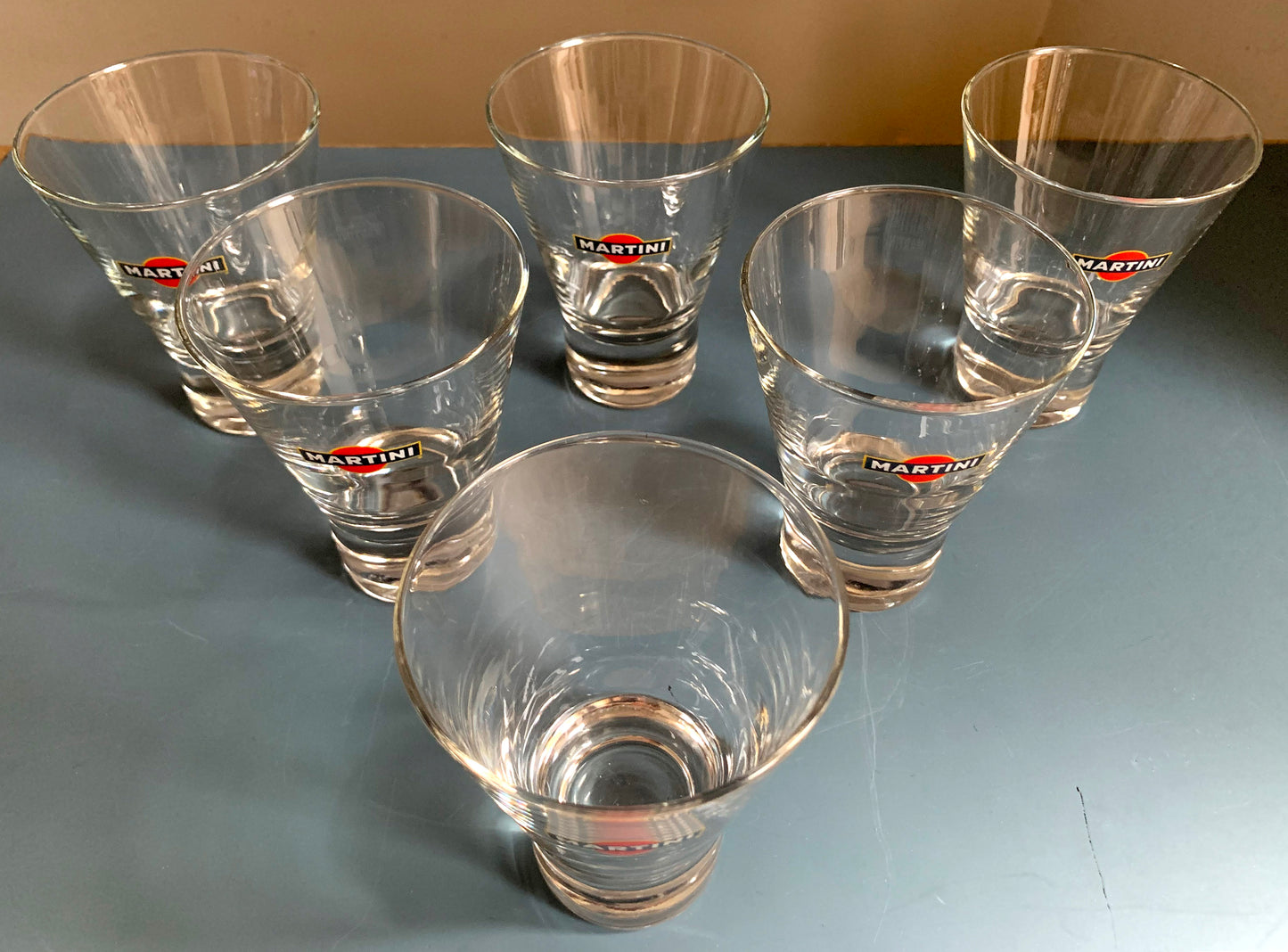 6 x Vintage Martini Conical Cocktail, Heavy Bottomed Tumblers / Glasses, Boxed