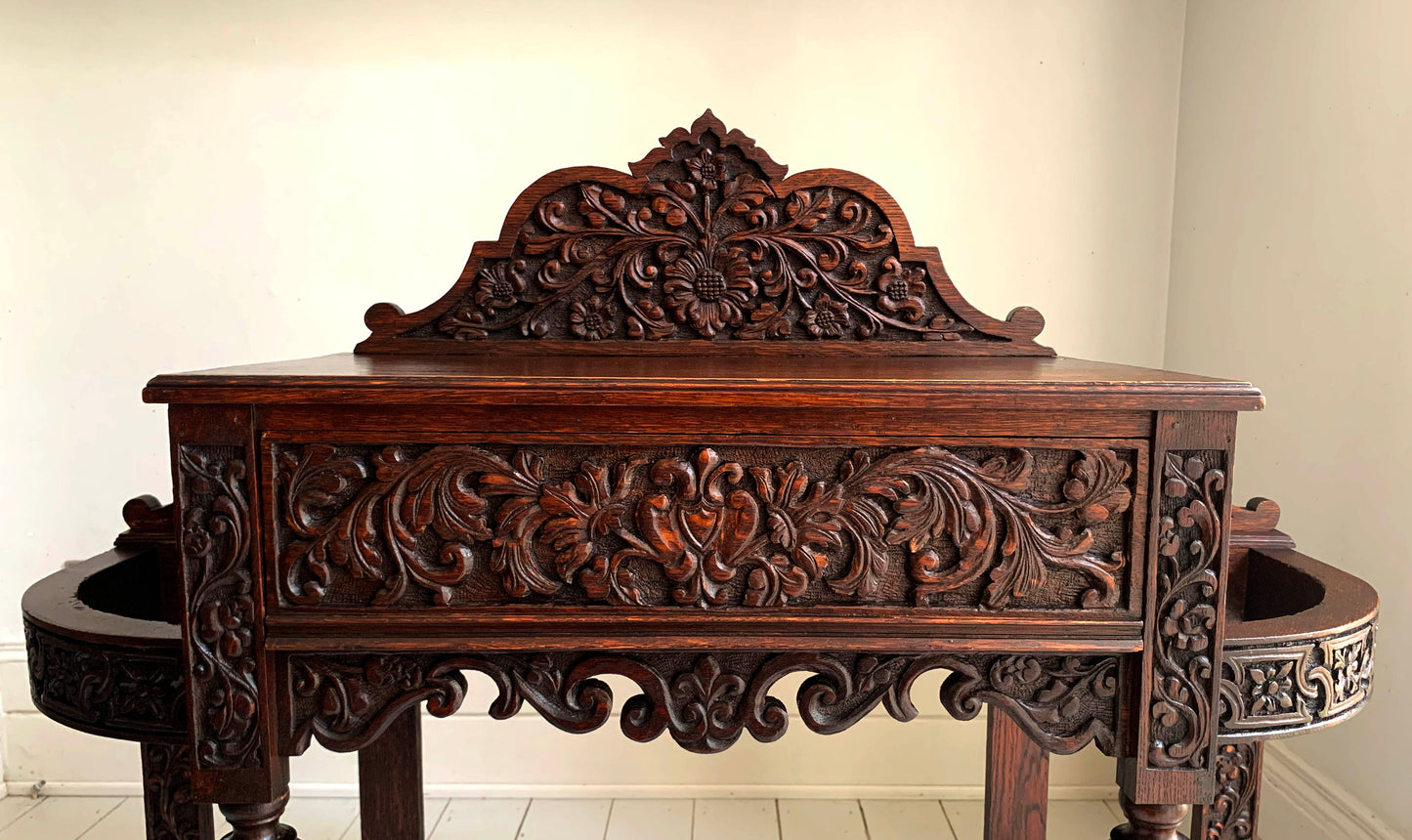 Stunning Antique Carved Oak Victorian Hallway Table / Umbrella Stick Stand