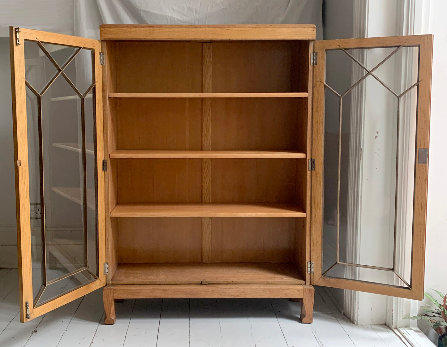 Antique Edwardian Astragal Glazed Front Lockable Cabinet with Adjustable Shelves