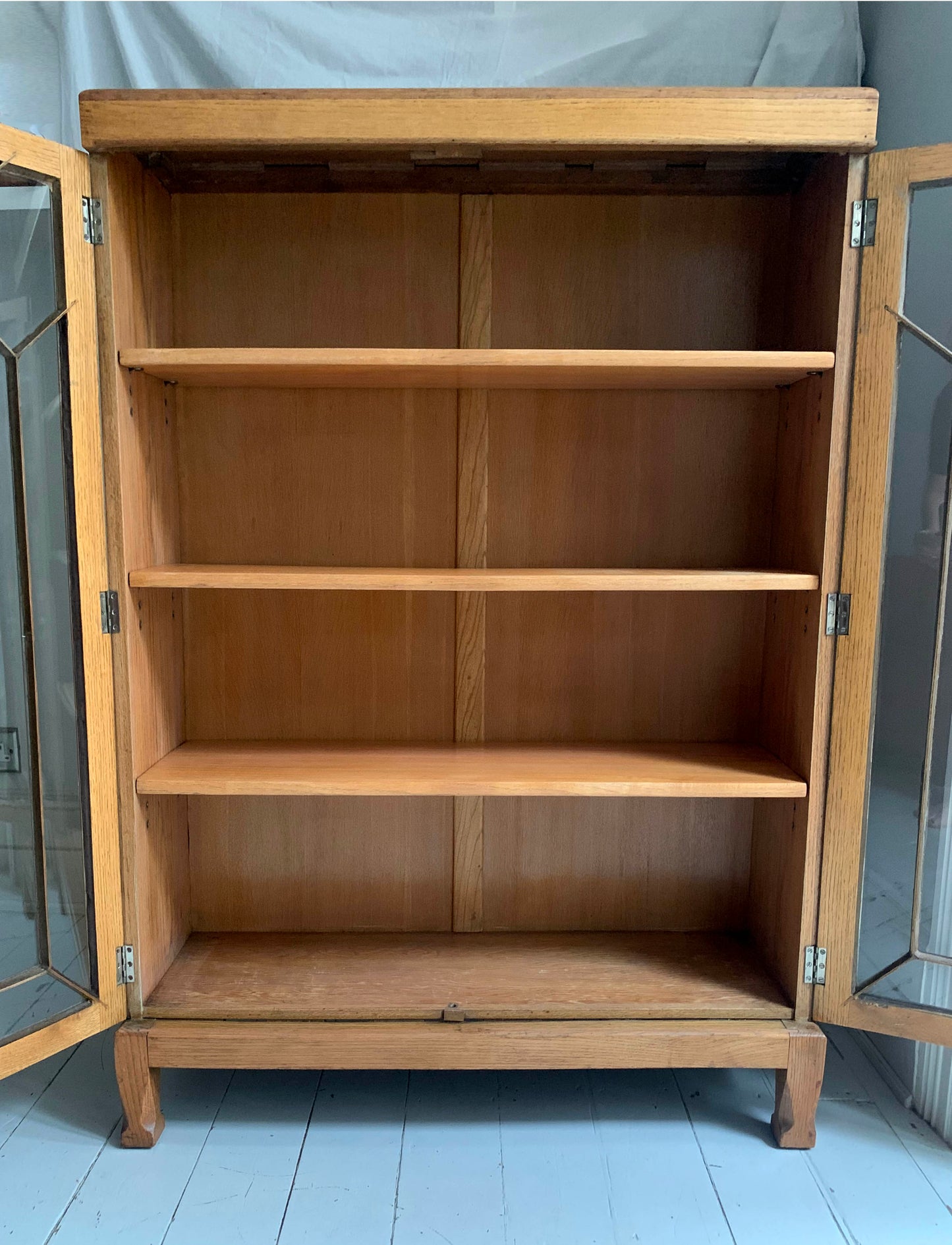 Antique Edwardian Astragal Glazed Front Lockable Cabinet with Adjustable Shelves
