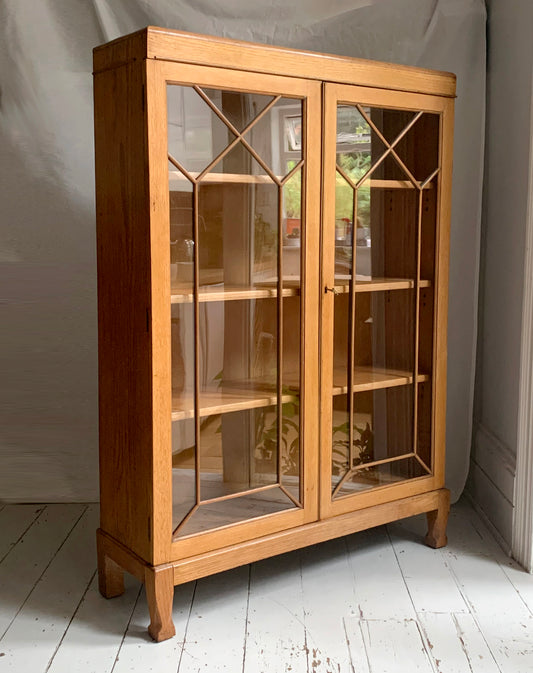 Antique Edwardian Astragal Glazed Front Lockable Cabinet with Adjustable Shelves