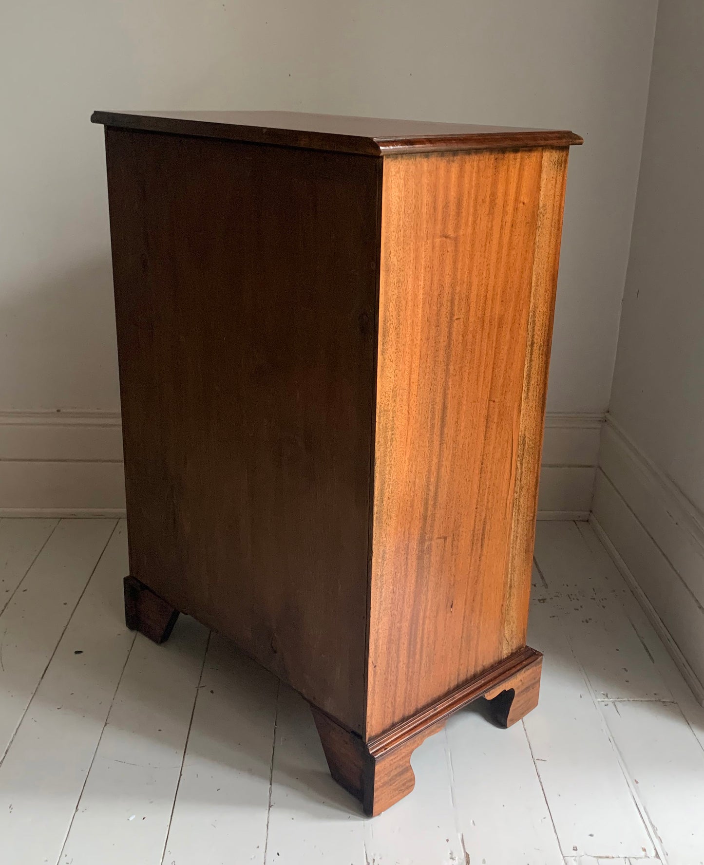 Antique Edwardian Flame Front Mahogany Four Drawer Chest of Drawers