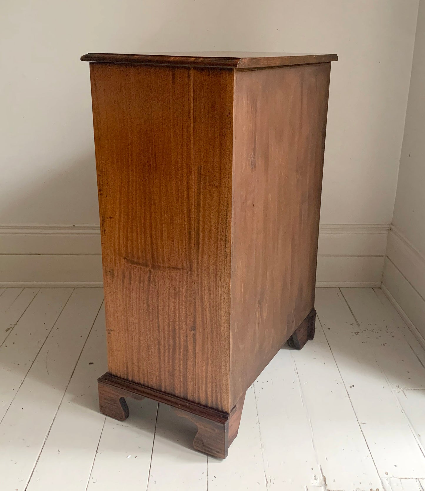 Antique Edwardian Flame Front Mahogany Four Drawer Chest of Drawers
