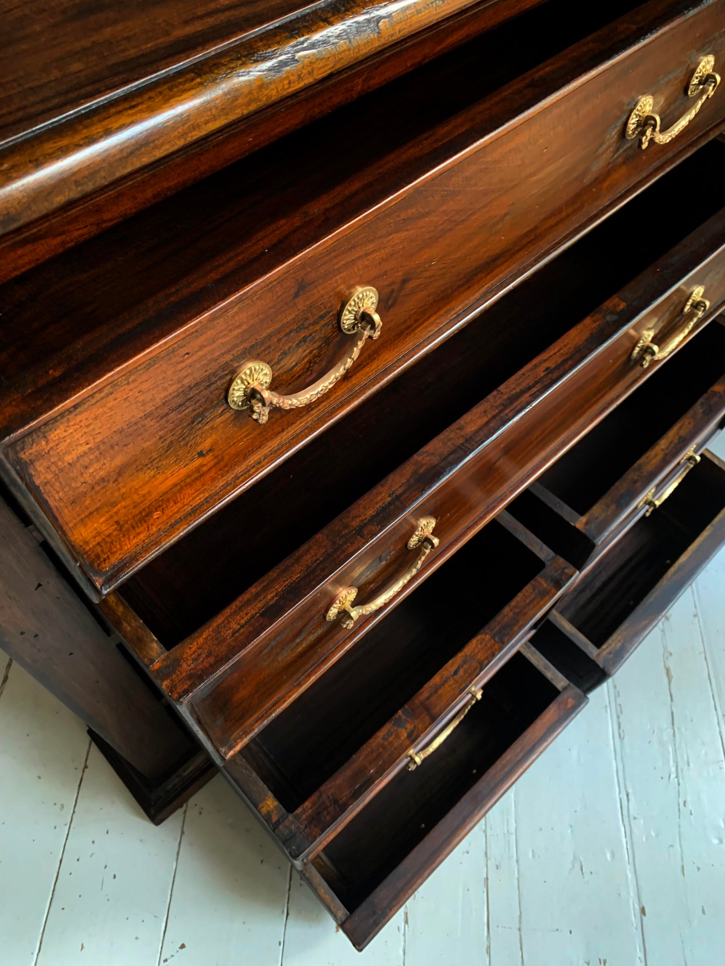 Antique Georgian Two Over Four Mahogany Chest Of Drawers