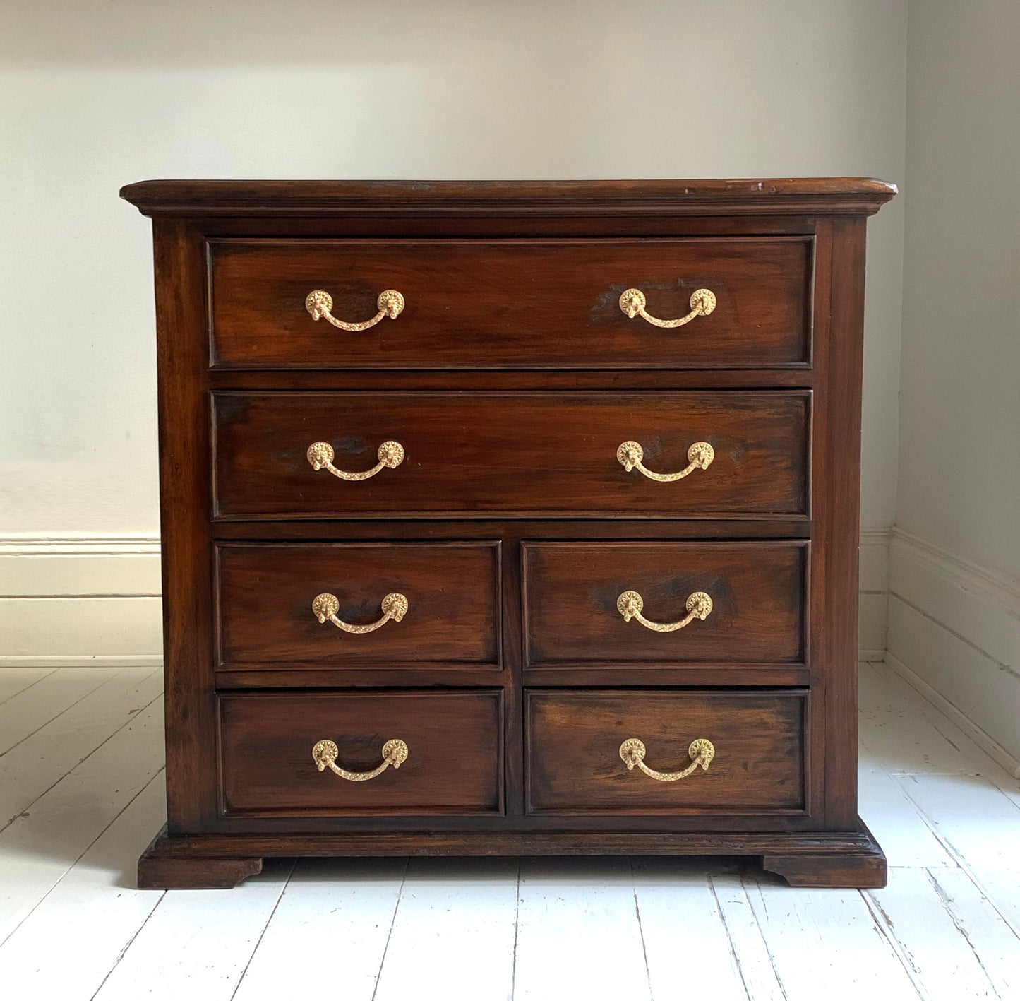 Antique Georgian Two Over Four Mahogany Chest Of Drawers