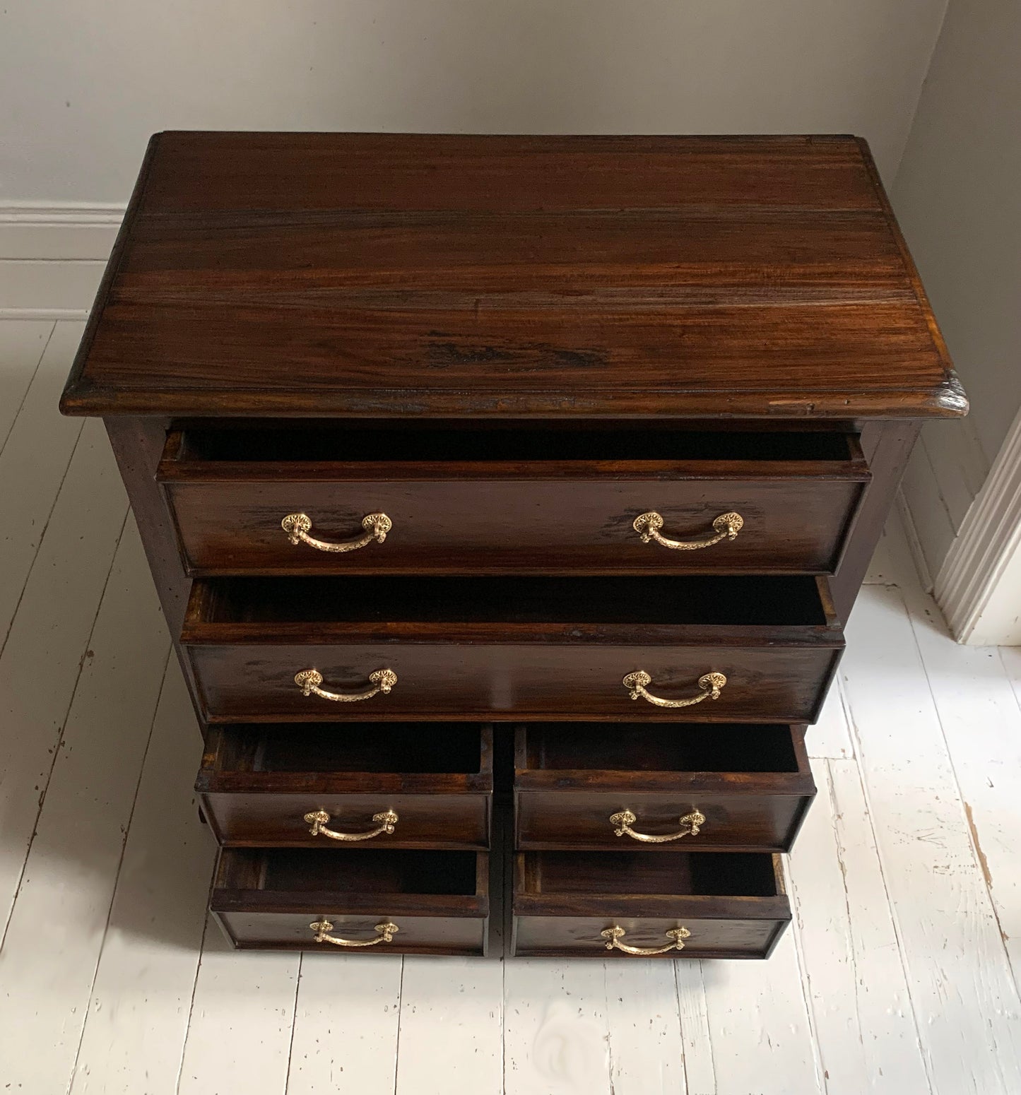 Antique Georgian Two Over Four Mahogany Chest Of Drawers