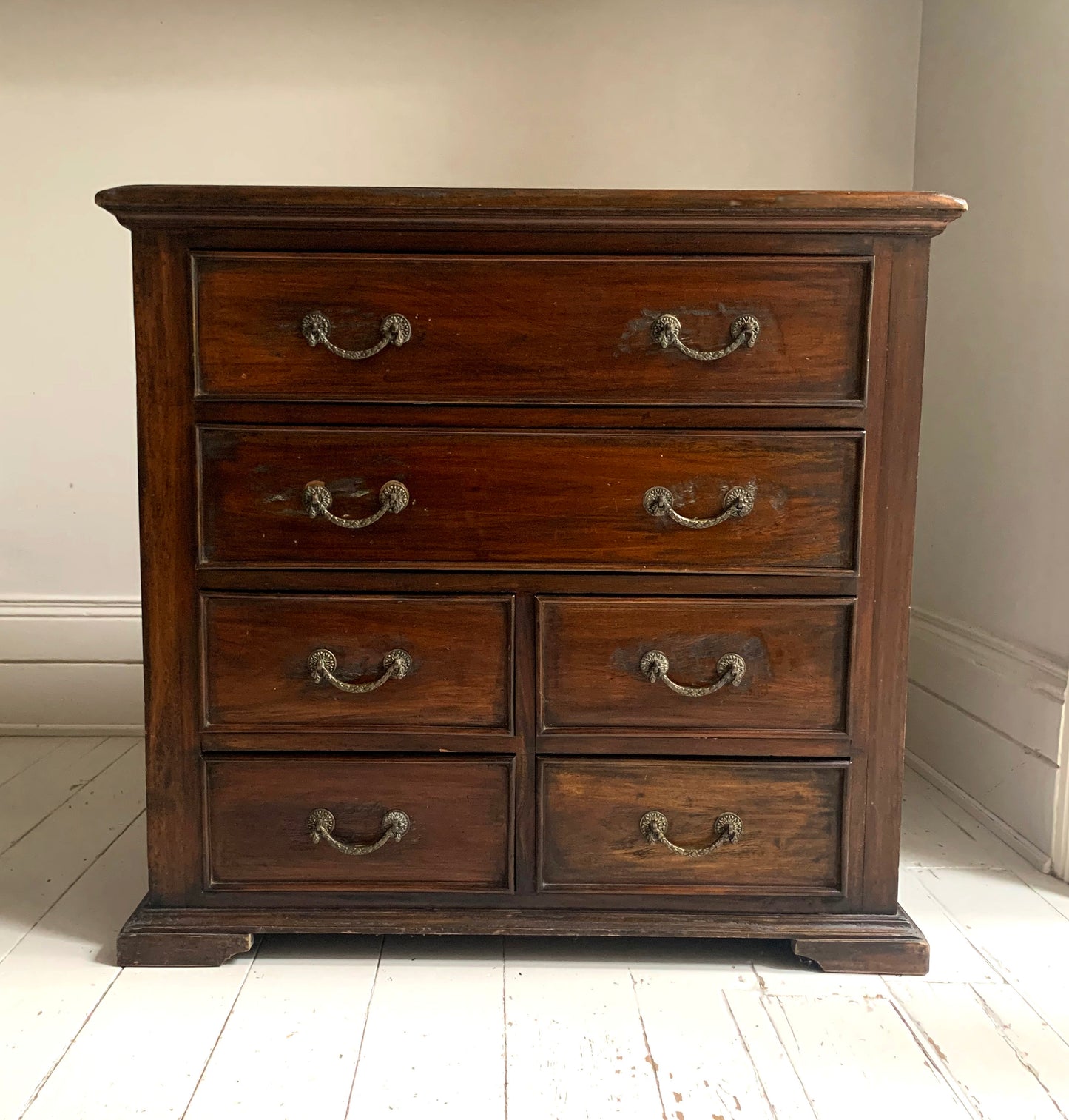 Antique Georgian Two Over Four Mahogany Chest Of Drawers