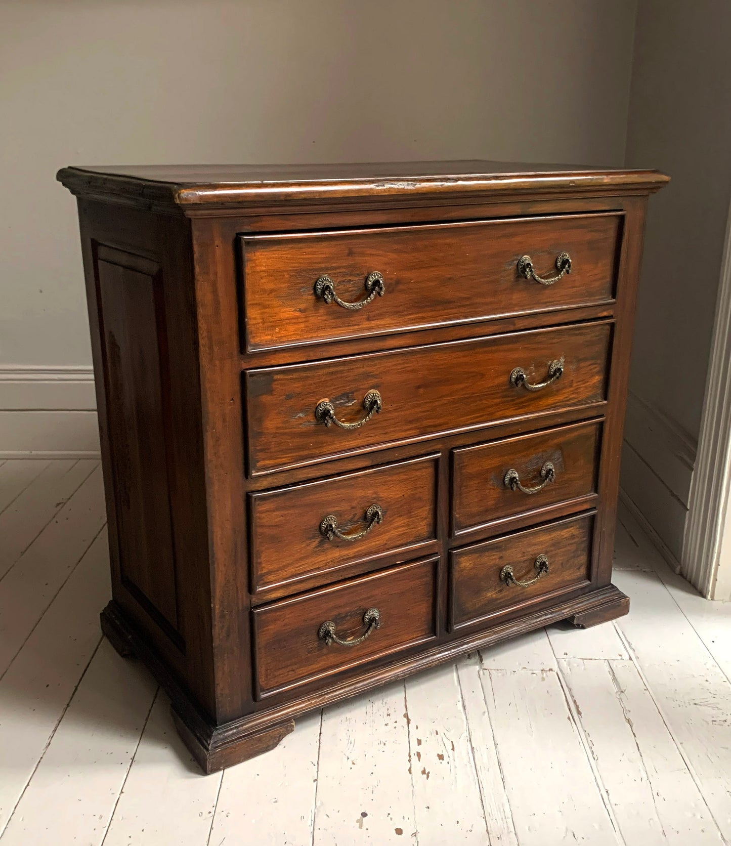 Antique Georgian Two Over Four Mahogany Chest Of Drawers