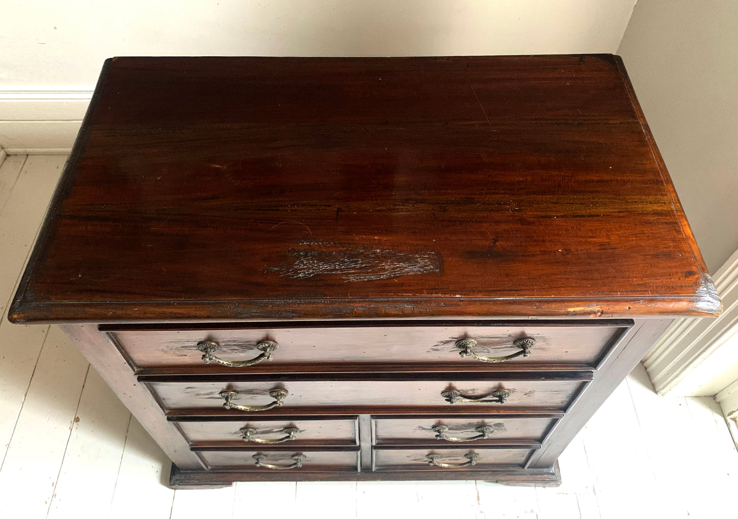 Antique Georgian Two Over Four Mahogany Chest Of Drawers