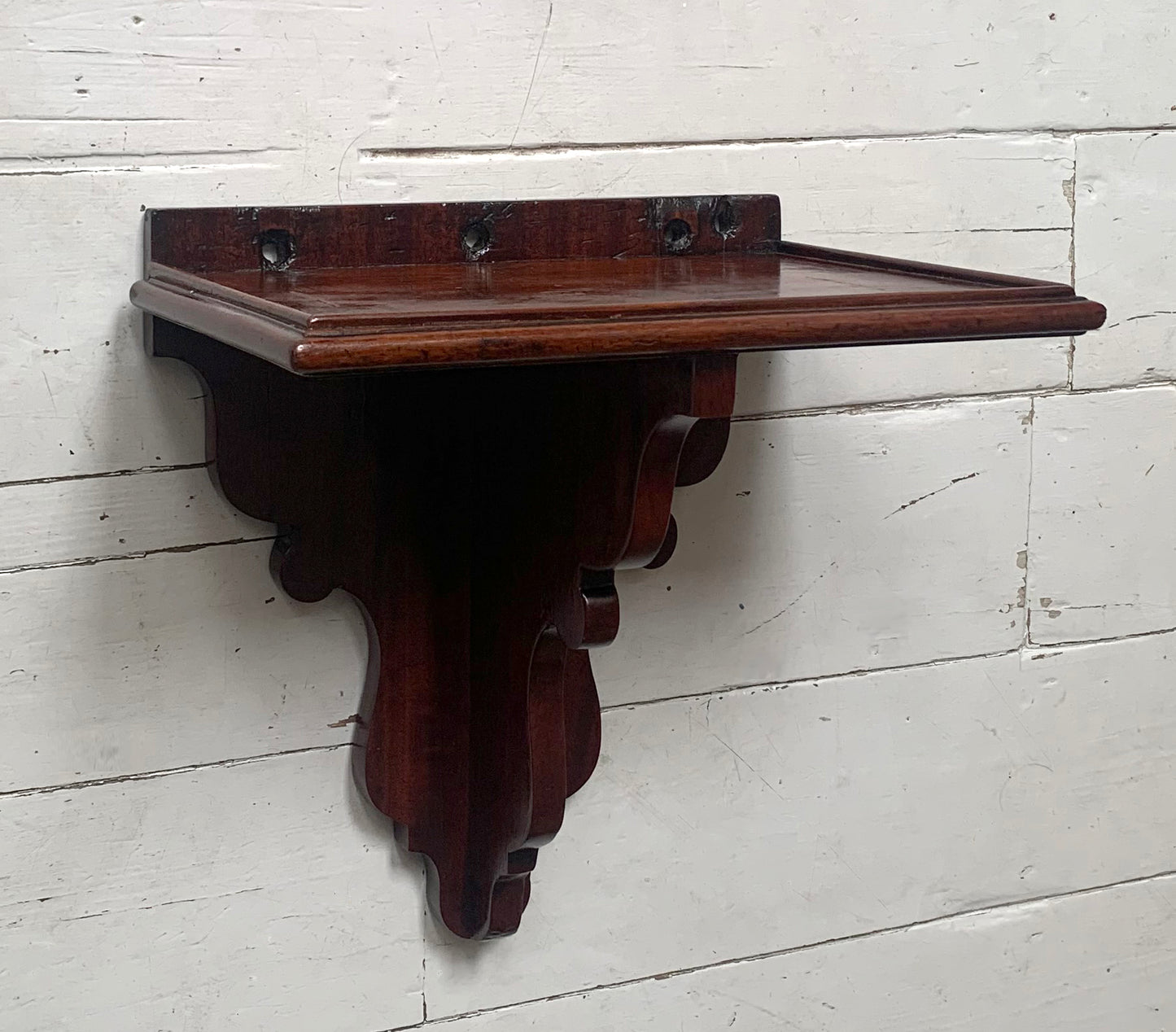 Antique Mahogany Wall Shelf Clock Ornate & Scrolled Bracket