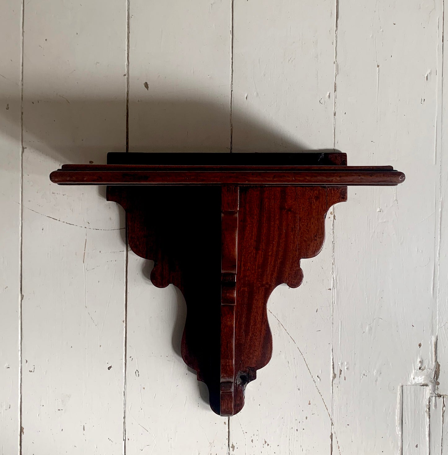 Antique Mahogany Wall Shelf Clock Ornate & Scrolled Bracket