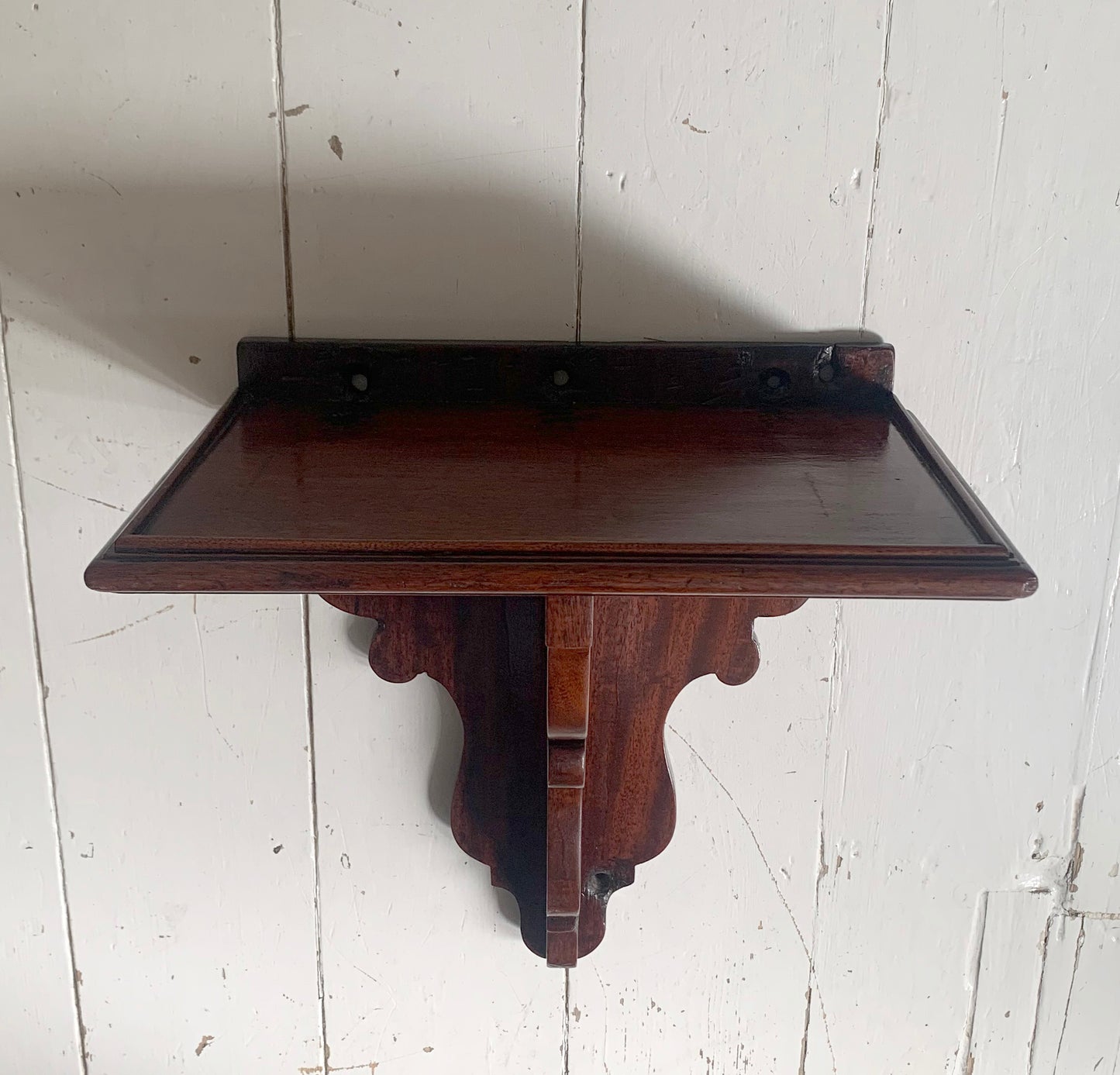 Antique Mahogany Wall Shelf Clock Ornate & Scrolled Bracket