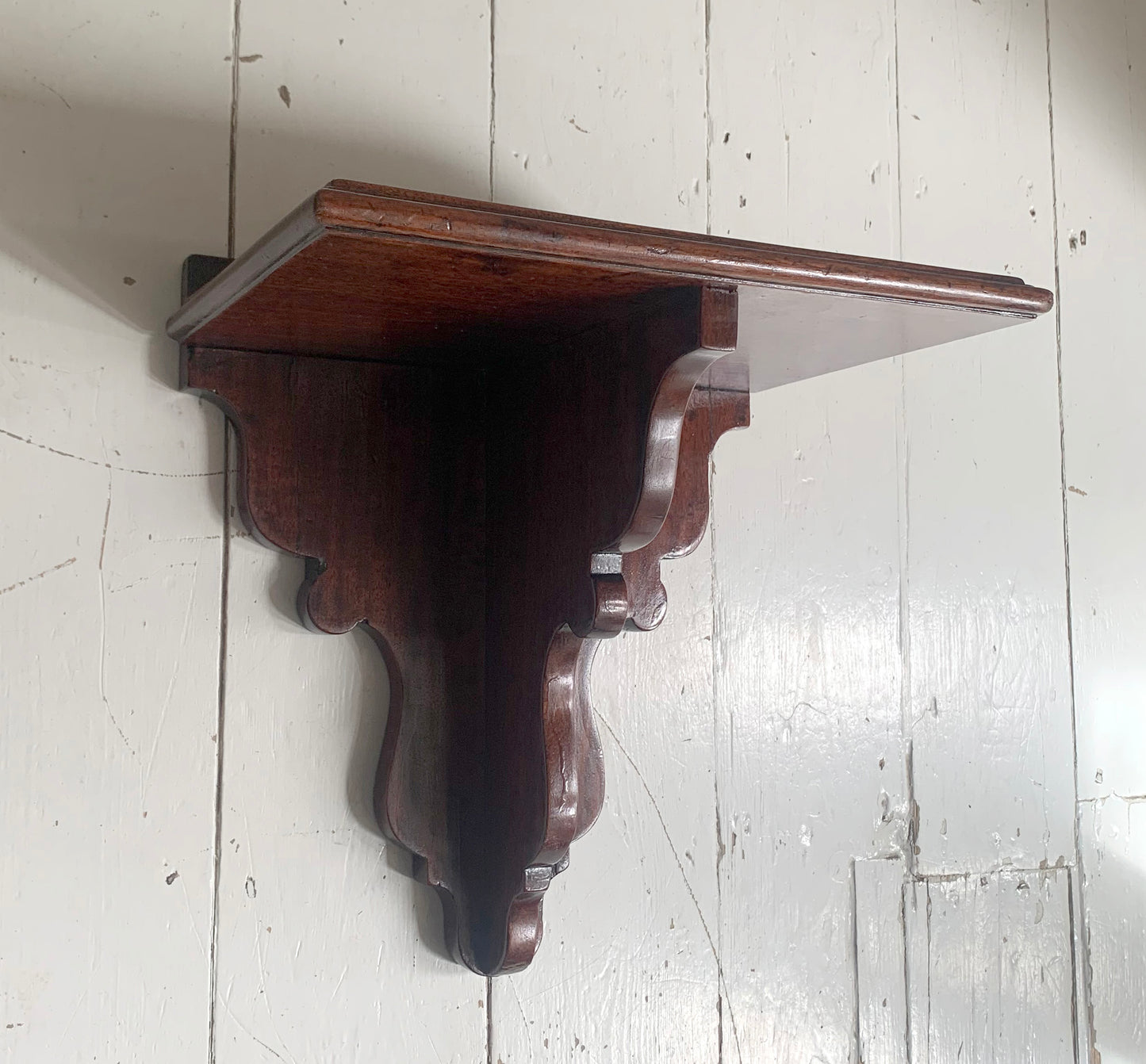 Antique Mahogany Wall Shelf Clock Ornate & Scrolled Bracket