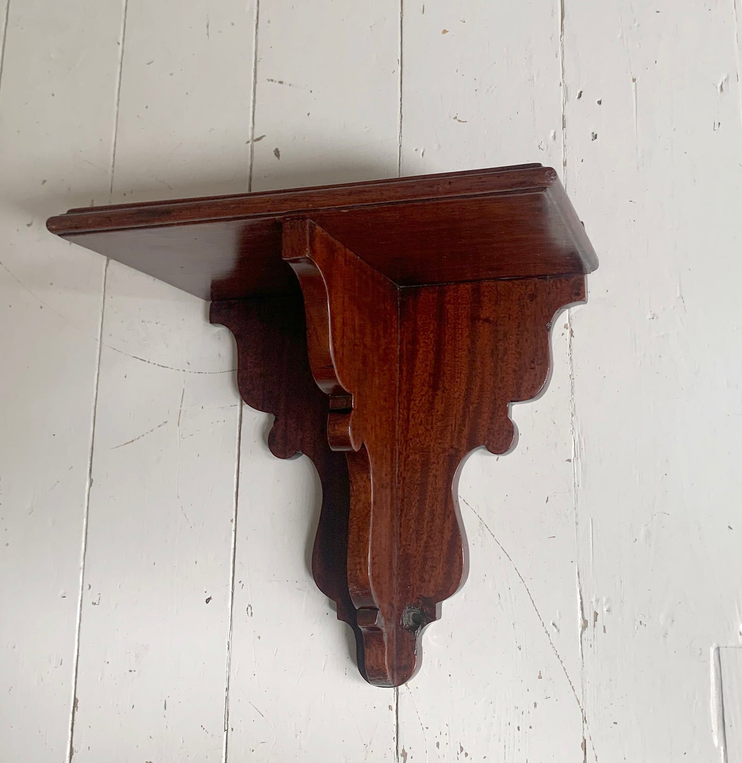 Antique Mahogany Wall Shelf Clock Ornate & Scrolled Bracket