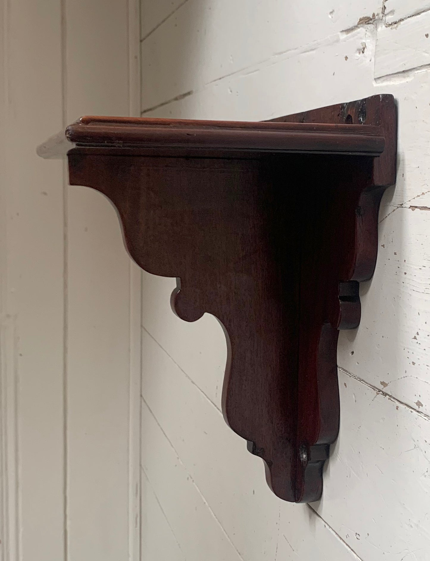 Antique Mahogany Wall Shelf Clock Ornate & Scrolled Bracket