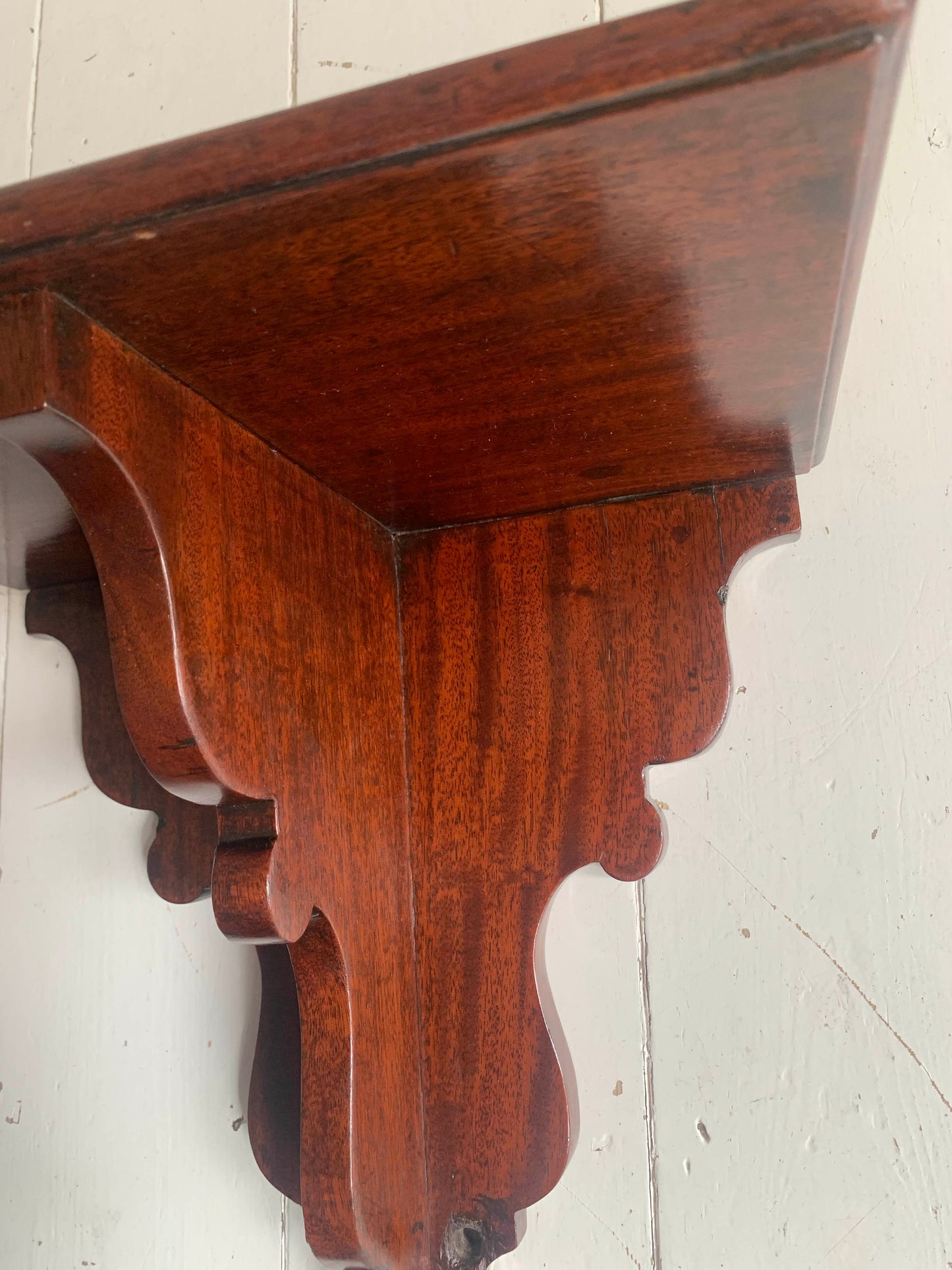 Antique Mahogany Wall Shelf Clock Ornate & Scrolled Bracket
