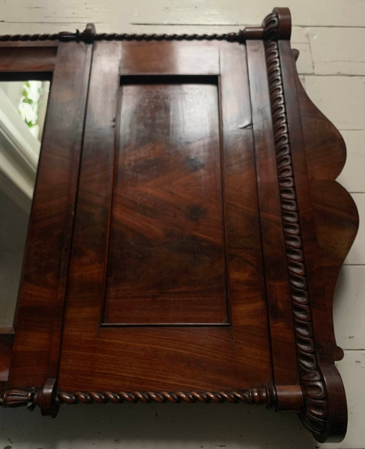 Large Antique Pier Mirror with Mahogany Frame And Barley Twist Detailing