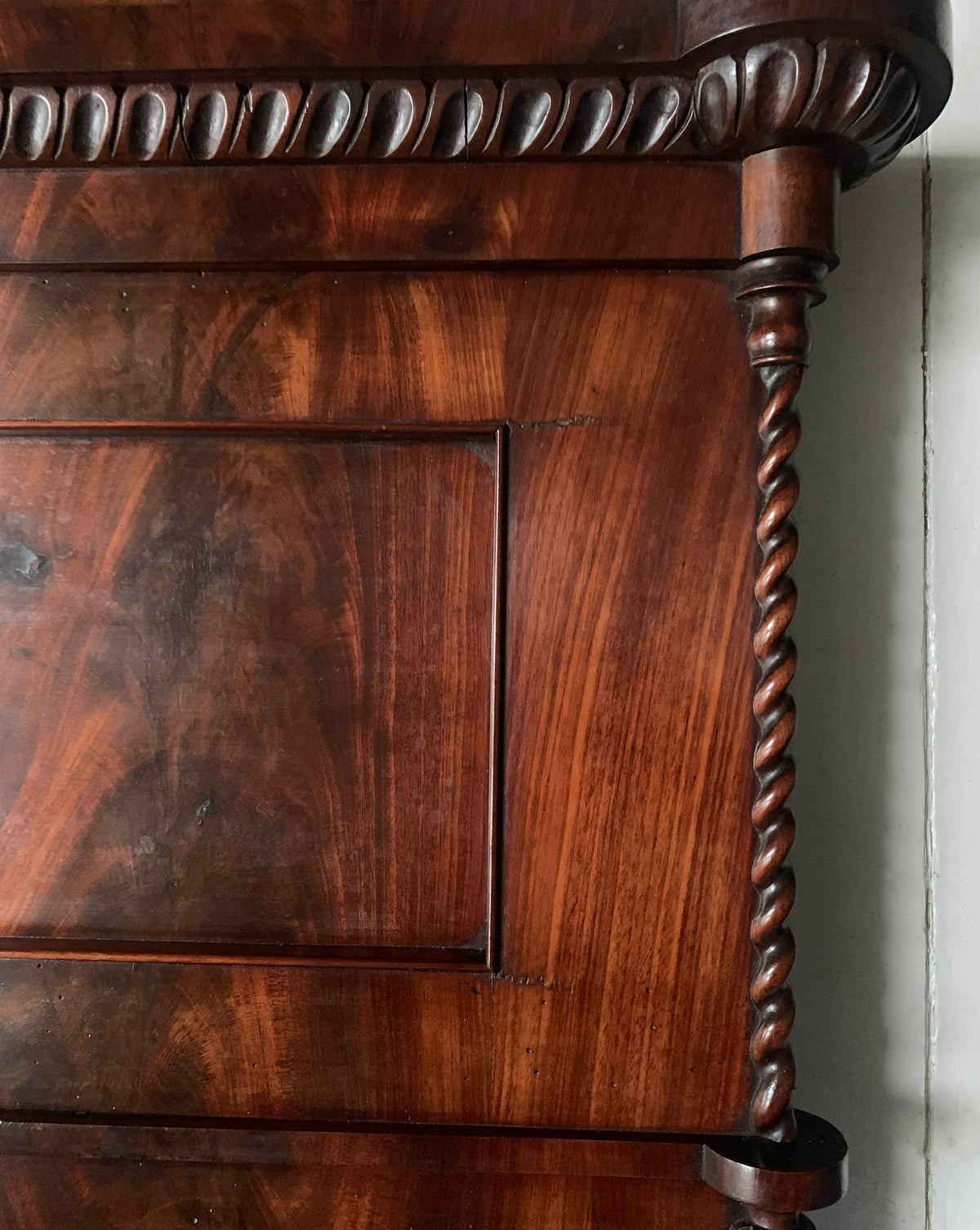 Large Antique Pier Mirror with Mahogany Frame And Barley Twist Detailing