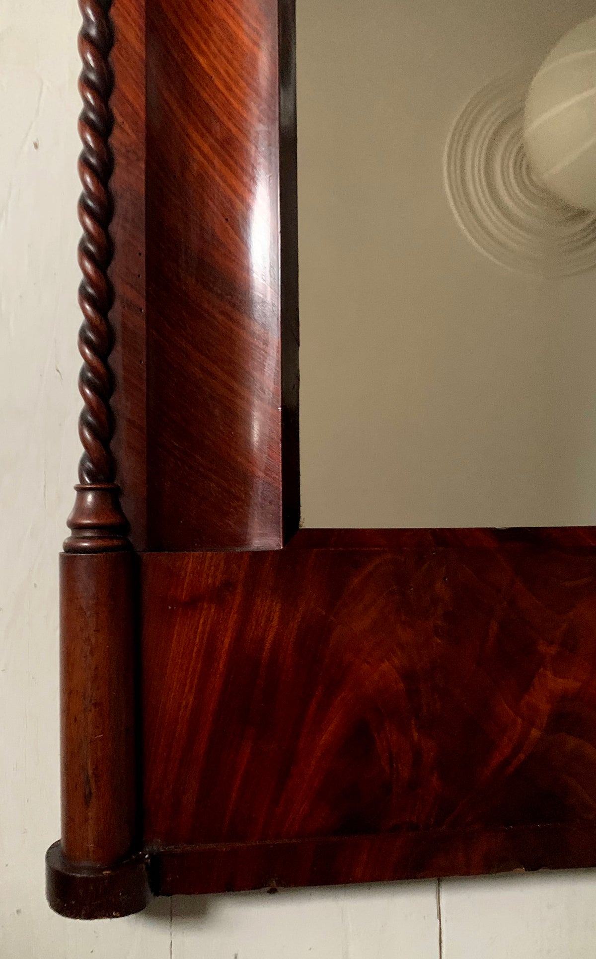 Large Antique Pier Mirror with Mahogany Frame And Barley Twist Detailing