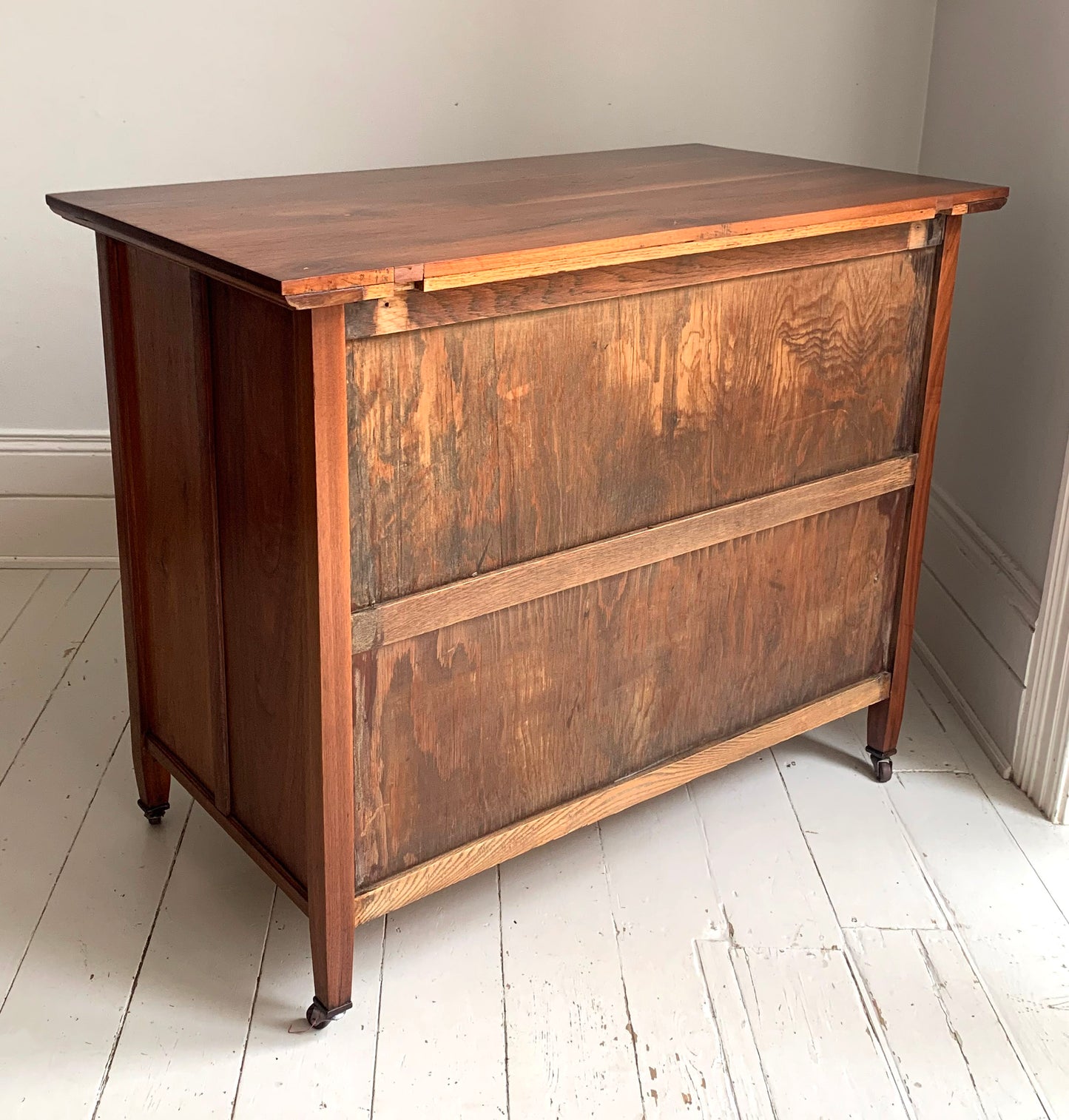 Antique Mahogany Two Over Two Chest Of Drawers, Edwardian on Castors Refurbished