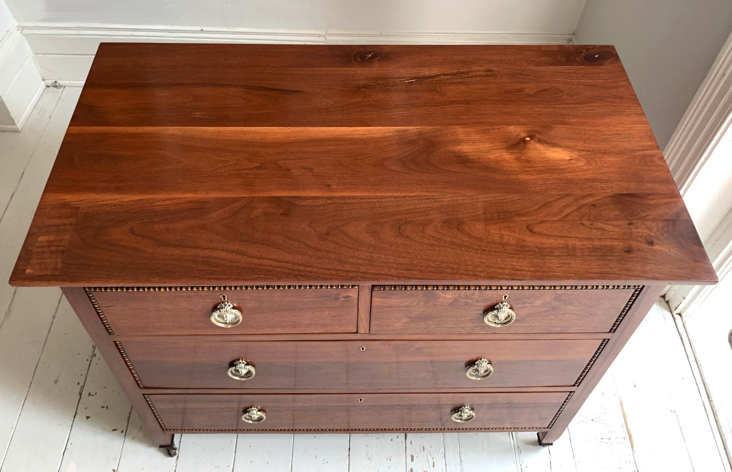 Antique Mahogany Two Over Two Chest Of Drawers, Edwardian on Castors Refurbished