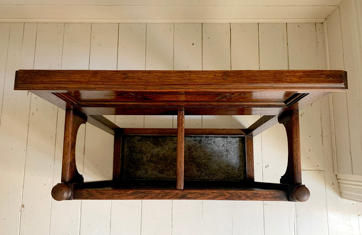 Antique Oak Gothic Style Hallway Umbrella & Stick Stand by Waring & Gillow Ltd.
