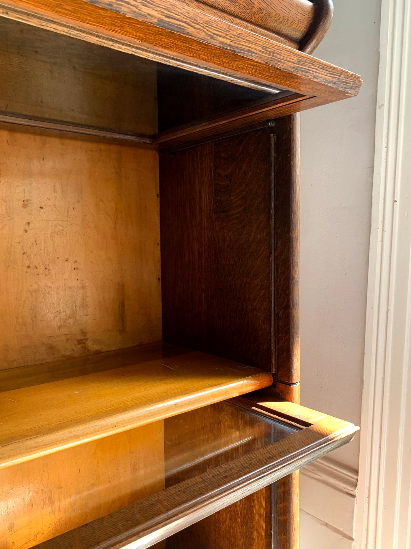 Antique Oak Grand Rapids Barrister Modular Two-Tier Stacking Bookcase Cabinet