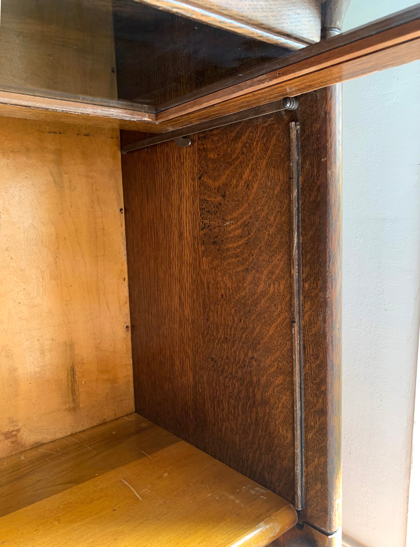 Antique Oak Grand Rapids Barrister Modular Two-Tier Stacking Bookcase Cabinet