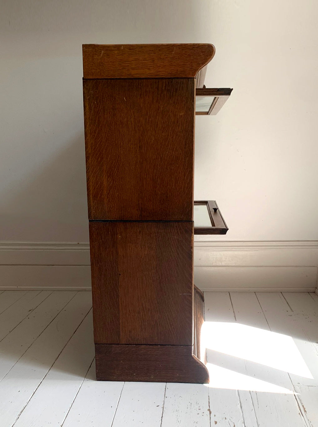 Antique Oak Grand Rapids Barrister Modular Two-Tier Stacking Bookcase Cabinet