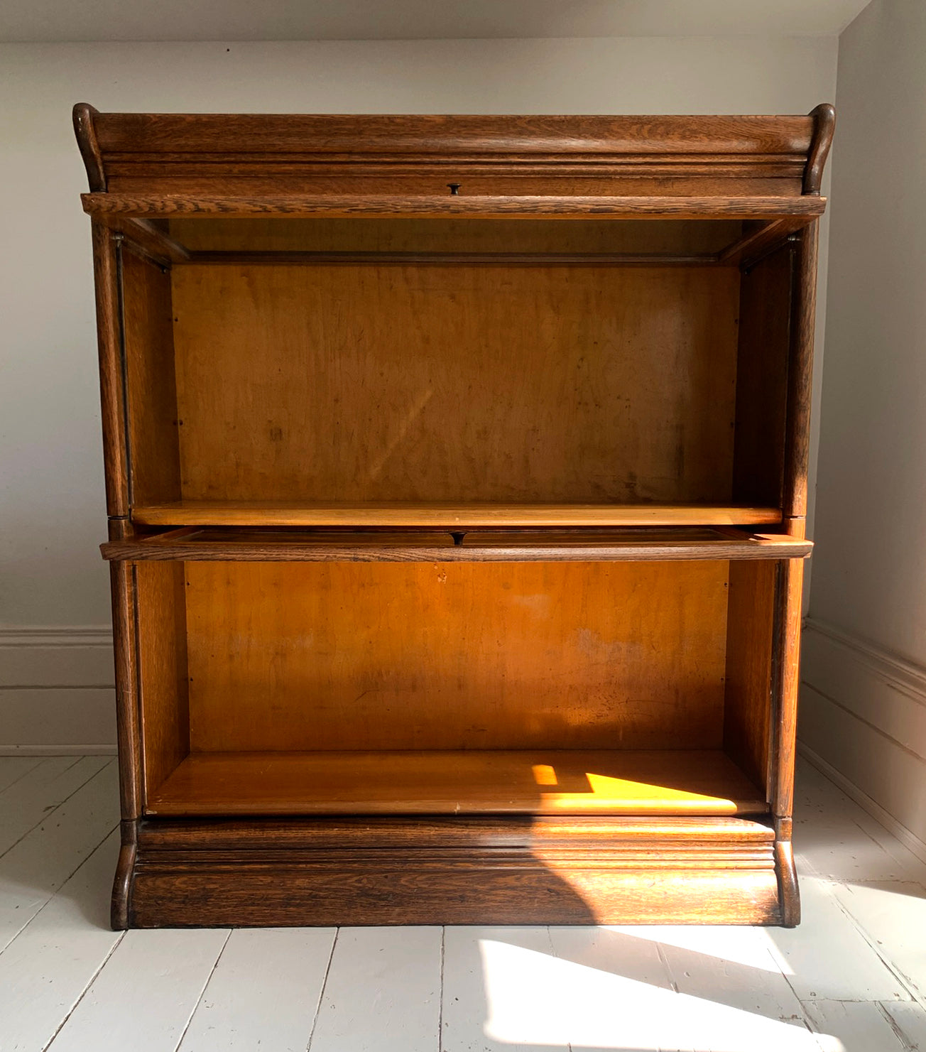 Antique Oak Grand Rapids Barrister Modular Two-Tier Stacking Bookcase Cabinet