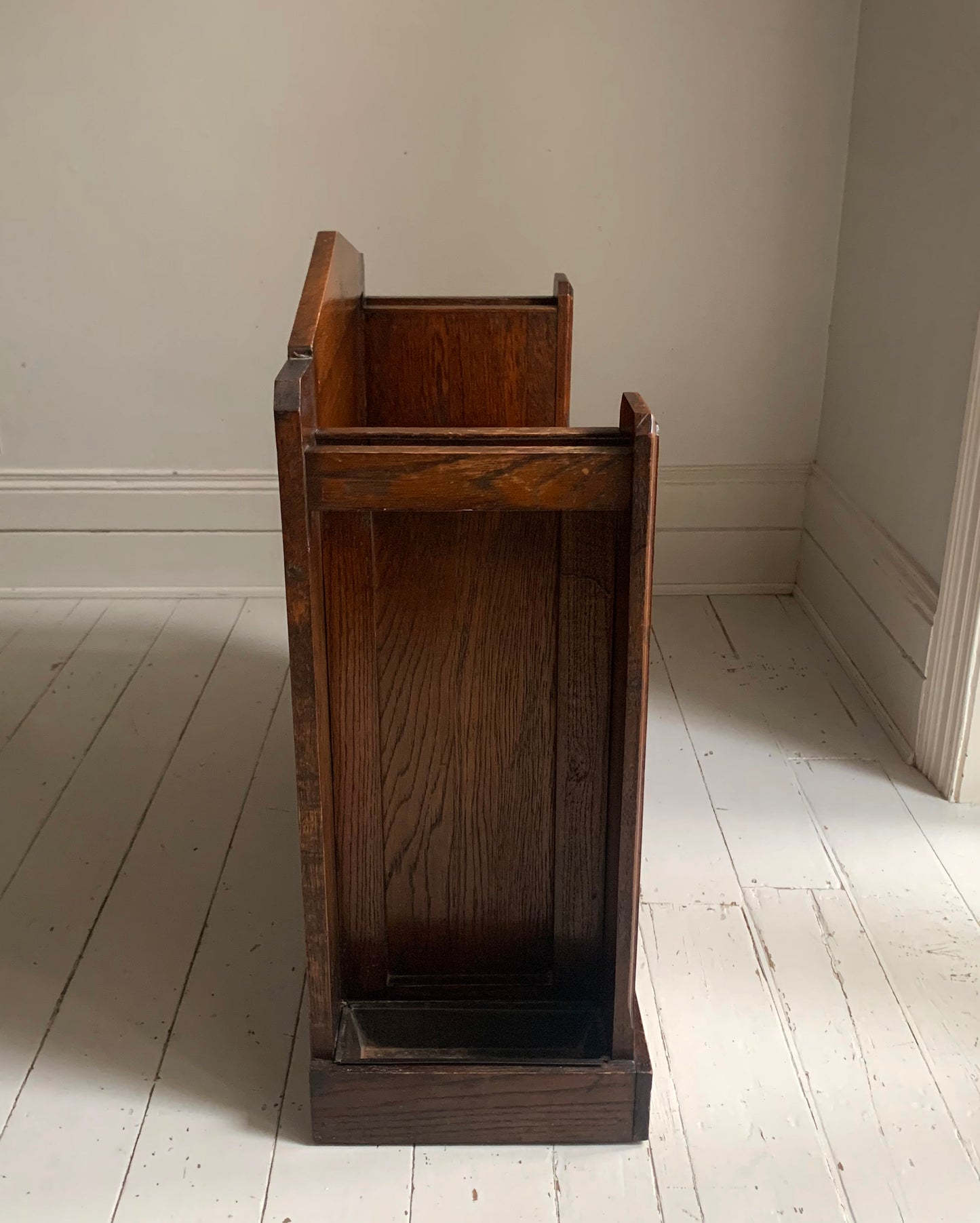 Antique Oak Arts & Craft Hall Seat / Settle /With Arms, Storage & Umbrella Trays