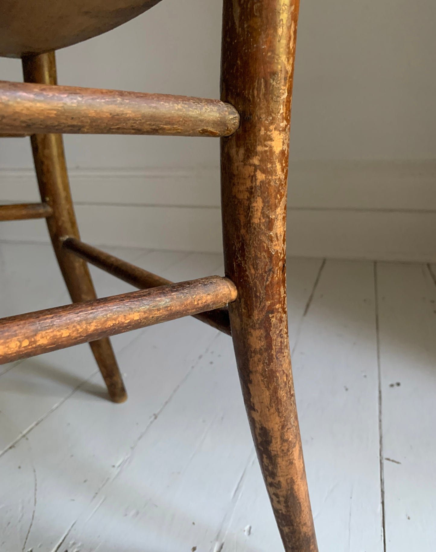 Antique Pressed Back Oak Dining Chair with Spindle Back & Pressed Oak Seat