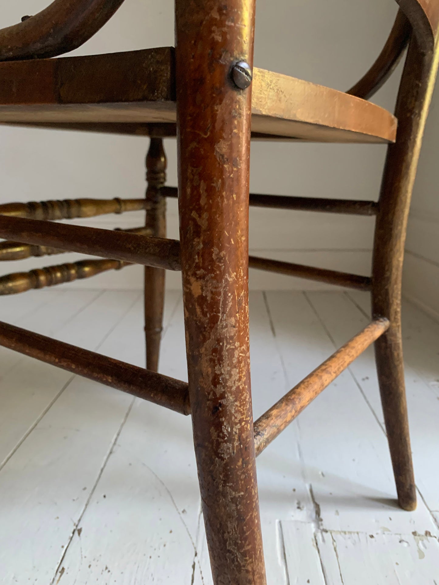 Antique Pressed Back Oak Dining Chair with Spindle Back & Pressed Oak Seat