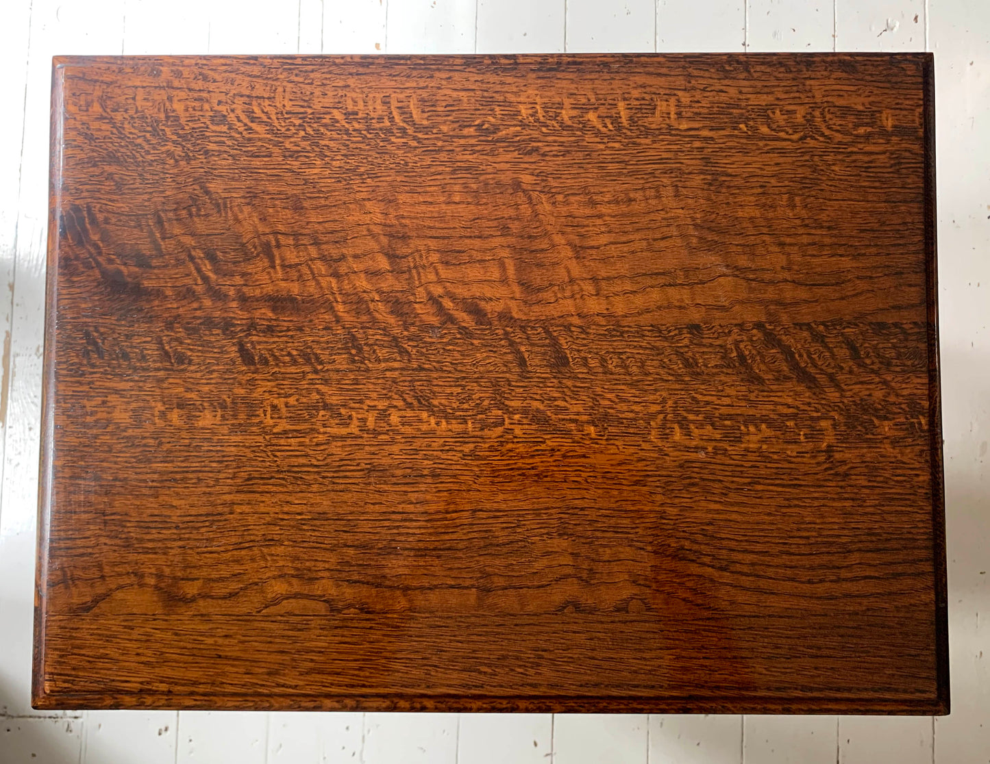 Antique Oak Tall Rectangular Side / Occasional Table with Turned Legs