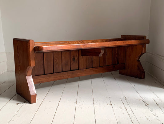 Antique Pitch Pine Church / Chapel Pew Dining / Hallway Bench #1 of 2