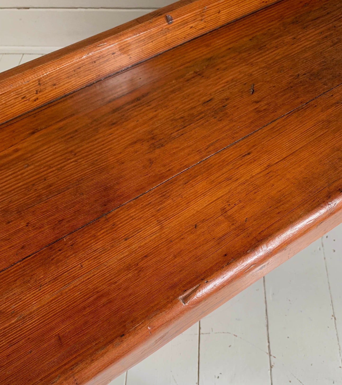 Antique Pitch Pine Church / Chapel Pew Dining / Hallway Bench #2 of 2