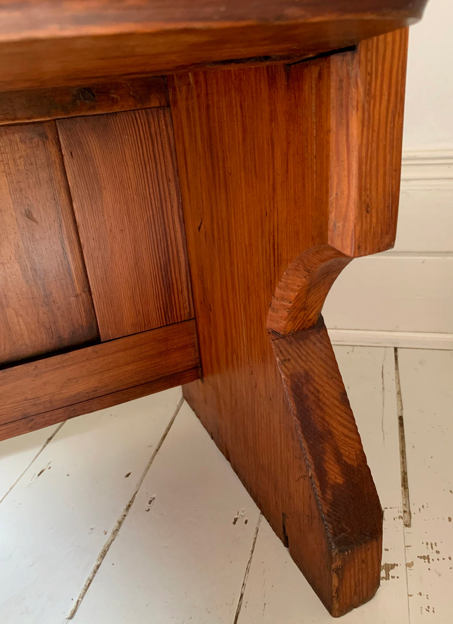 Antique Pitch Pine Church / Chapel Pew Dining / Hallway Bench #2 of 2