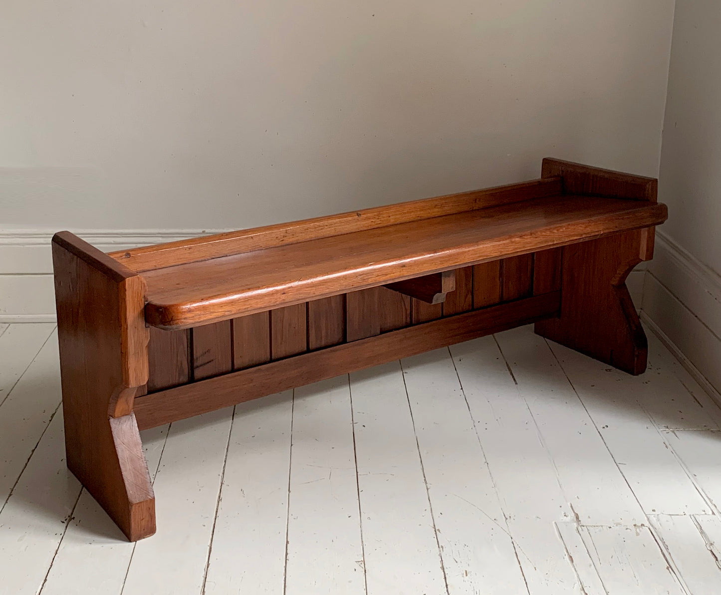 Antique Pitch Pine Church / Chapel Pew Dining / Hallway Bench #2 of 2