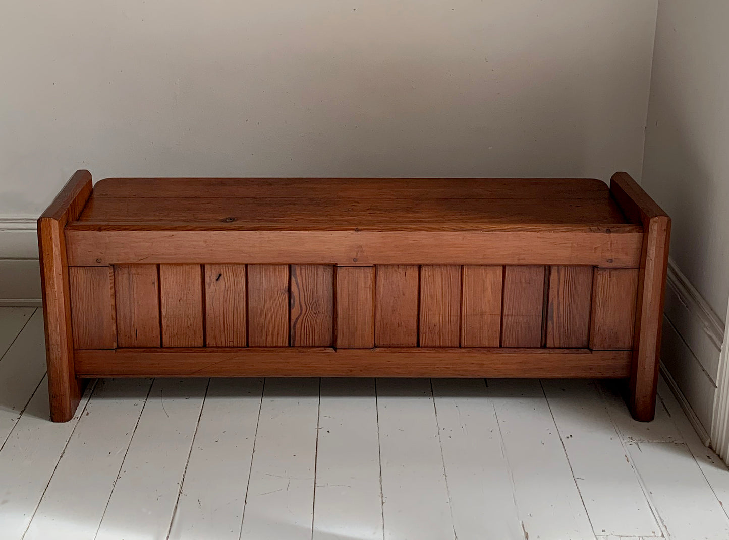 Antique Pitch Pine Church / Chapel Pew Dining / Hallway Bench #2 of 2