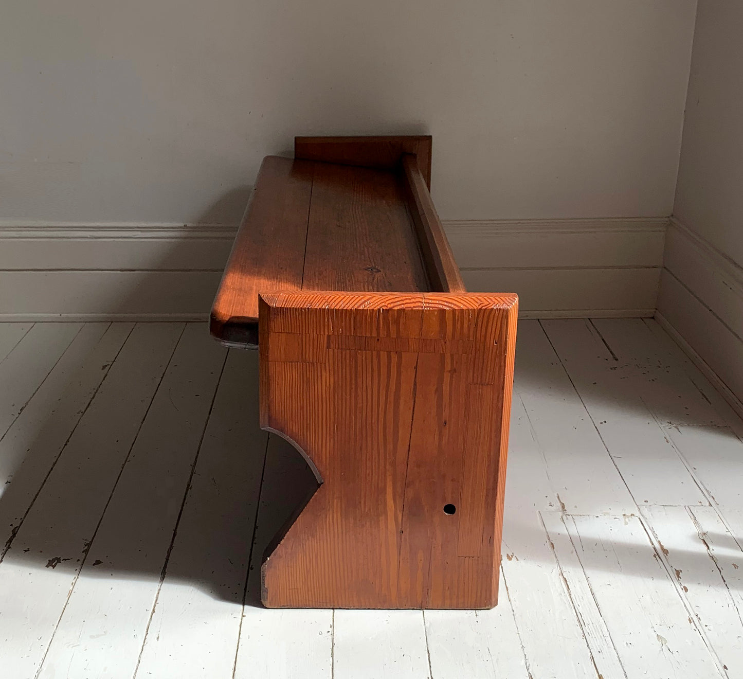 Antique Pitch Pine Church / Chapel Pew Dining / Hallway Bench #2 of 2